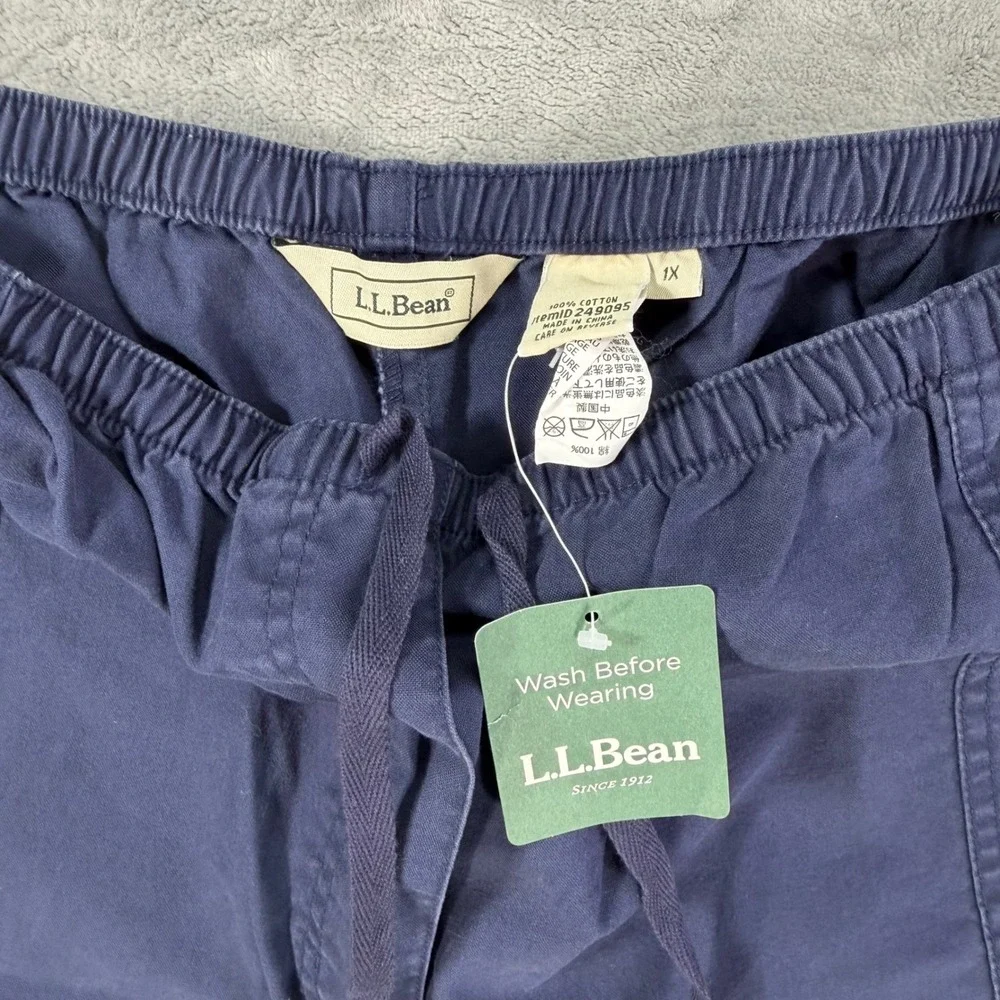 New LL Bean Shorts Women's Size XL Navy Blue Cotton Drawstring